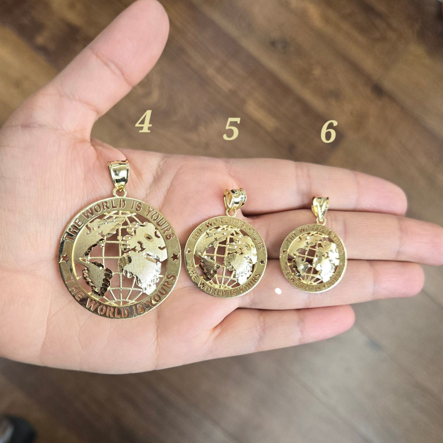 10k Gold World Pendant, The World is Yours, World Globe Pendant, Big World Pendant, Small World Charm, Star World Pendant, Birthday Gift