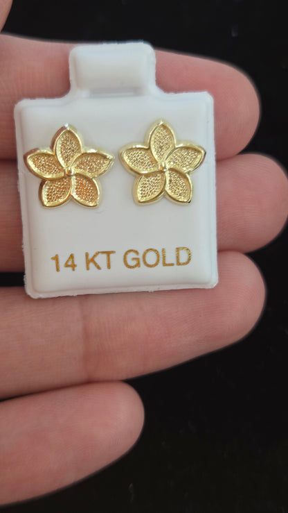 14k Hibiscus flower earrings