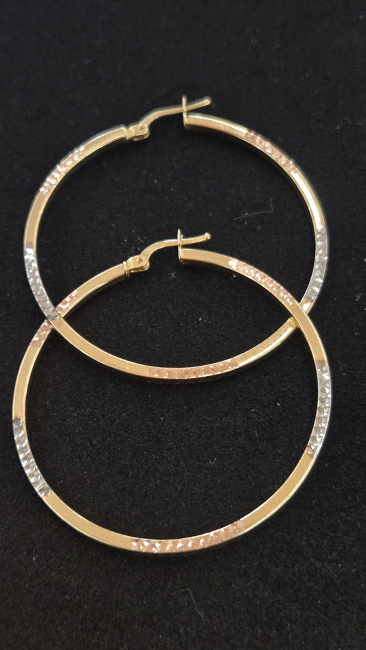 10k tri color Hoops