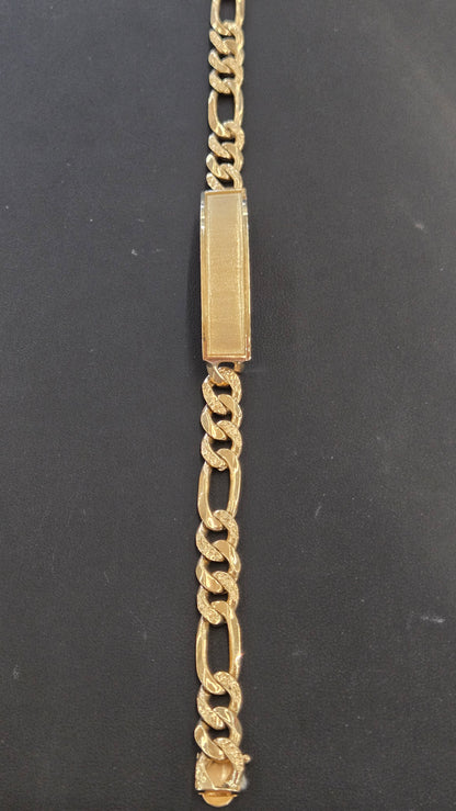 10k Gold figaro with ID Bracelet, Gold Figaro  Bracelet, figaro Bracelet, figaro Bracelet
