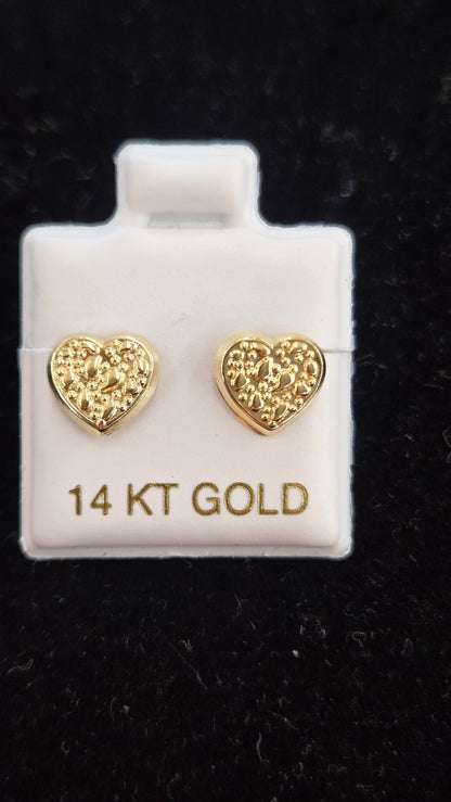 14k heart nugget earrings