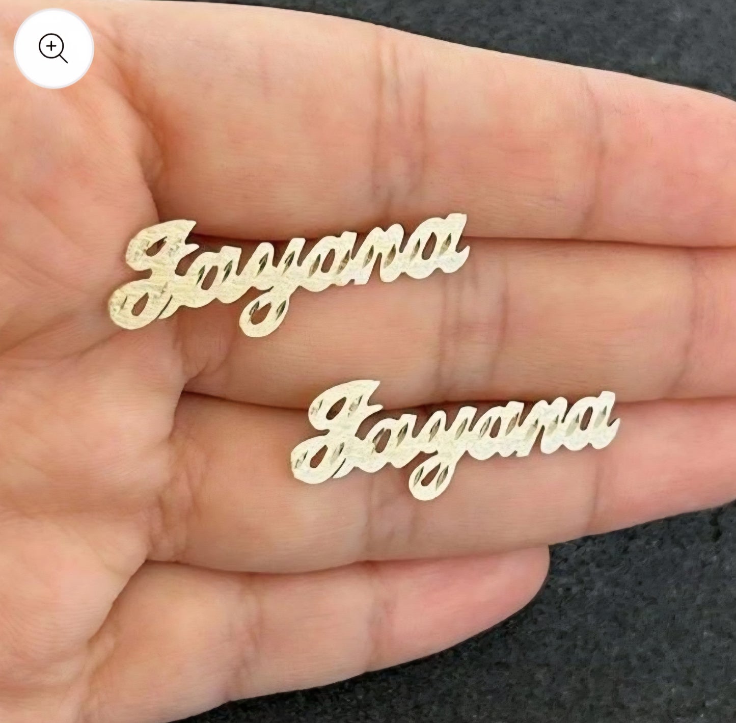 10k Gold Custom Name Earrings, Diamond Cut Finish Earrings, Gold Womens Earrings,