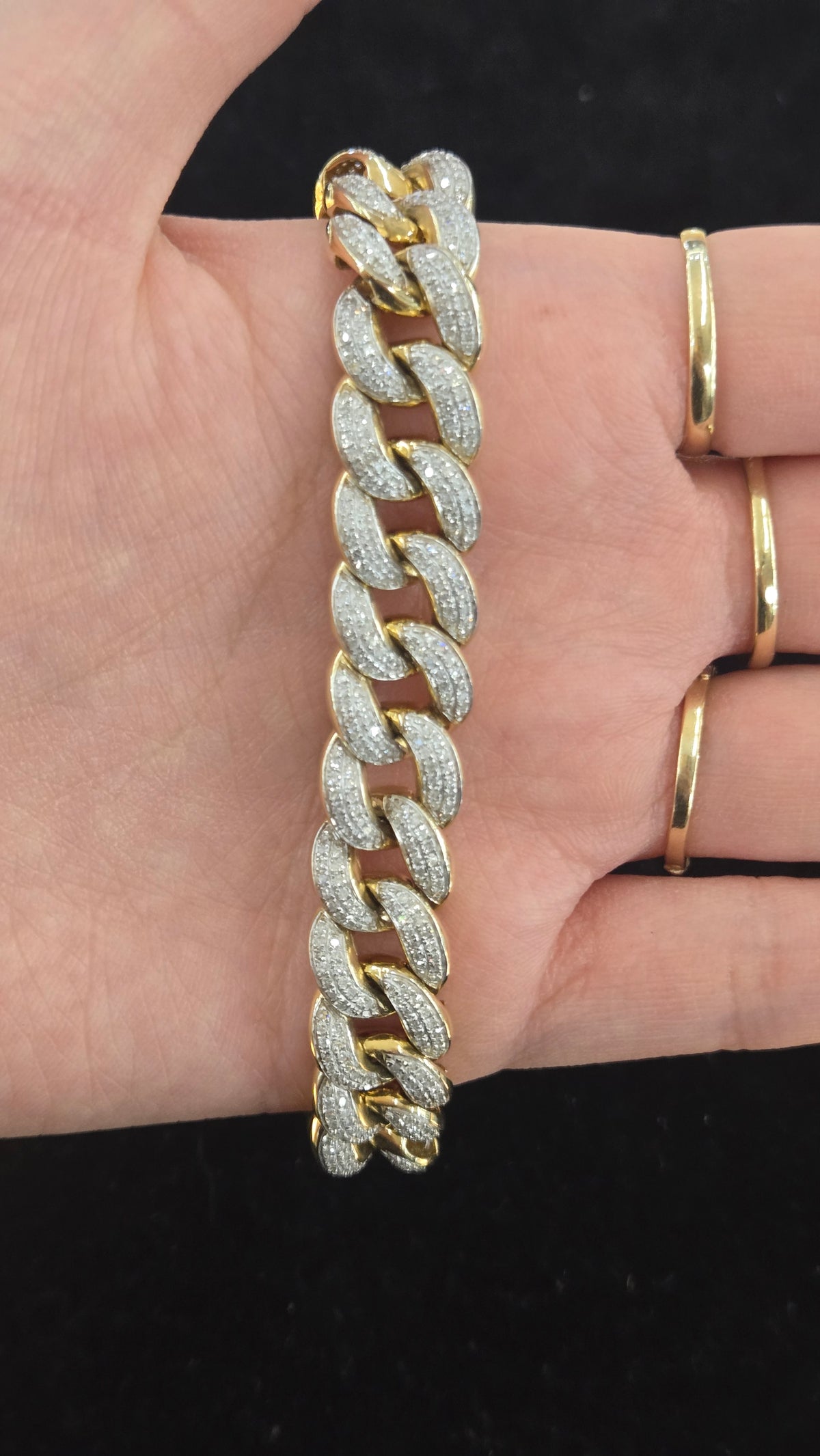 14k Gold with diamonds bracelet, Mens Miami Cuban Gold Bracelet, Gold Bracelet Gift