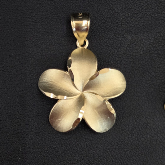10k Gold Hibiscus Pendant, Floral Pendant, Plumeria Pendant, Hawaiian Flower Pendant, Gold Hibiscus Flower Pendant, Hibiscus Pendant, Hibiscus Flower Pendant