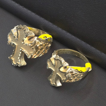 10k Gold Big Cross Ring, Gold Nugget Style Ring, Nugget Cross Ring, Men's Gold Ring, Cross Ring for Men, Holiday Gift Ring,