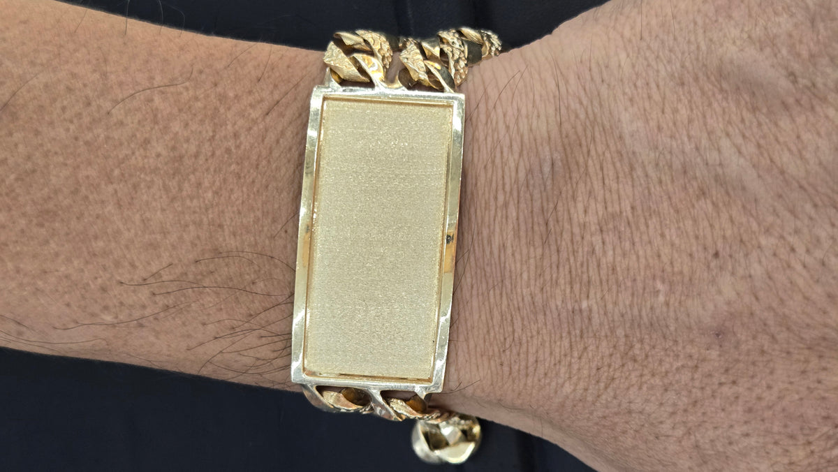 14k Gold duble cuban with ID Bracelet, Gold duble cuban Bracelet, cuban Bracelet, Double cuban Bracelet