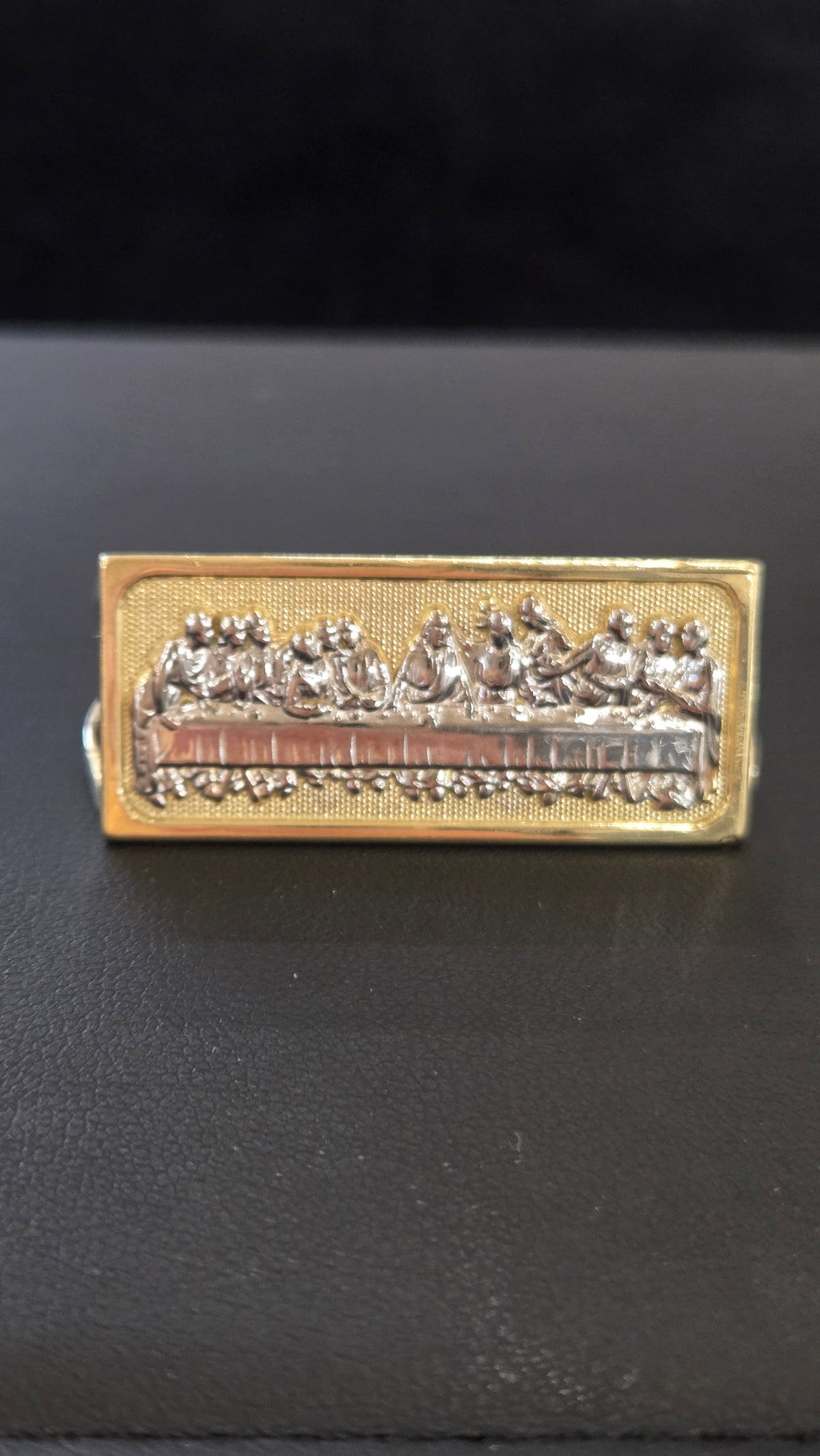 10k Gold Last Supper Two Finger Ring, Gold 2 Finger Ring, Double Ring, Gold Men's Ring, Birthday Gift Ring, Religious Ring, Ultima Cena