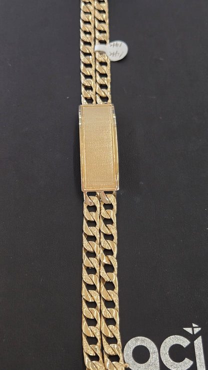 14k Gold cuban with ID Bracelet, Gold cuban Bracelet, cuban Bracelet, cuban Bracelet