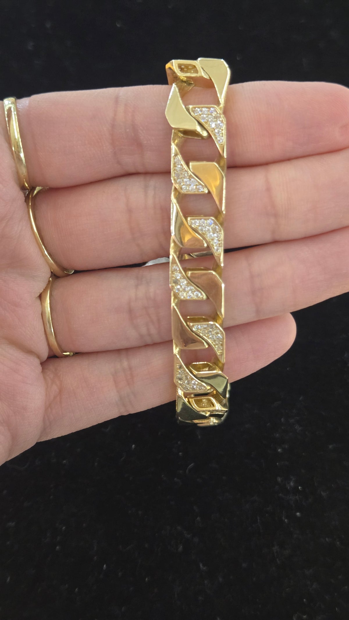 14k 10.1mm squared Cuban with stones bracelet 8. 5"14k Gold squared Cuban Bracelet,  Gold squared Cuban Bracelet, squared cuban Bracelet, Gold Bracelet for men's, Gift for men's Bracelet