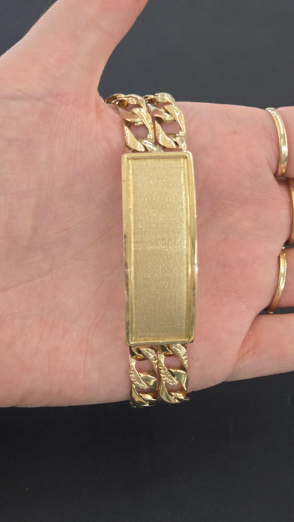 14k Gold cuban with ID Bracelet, Gold cuban Bracelet, cuban Bracelet, cuban Bracelet