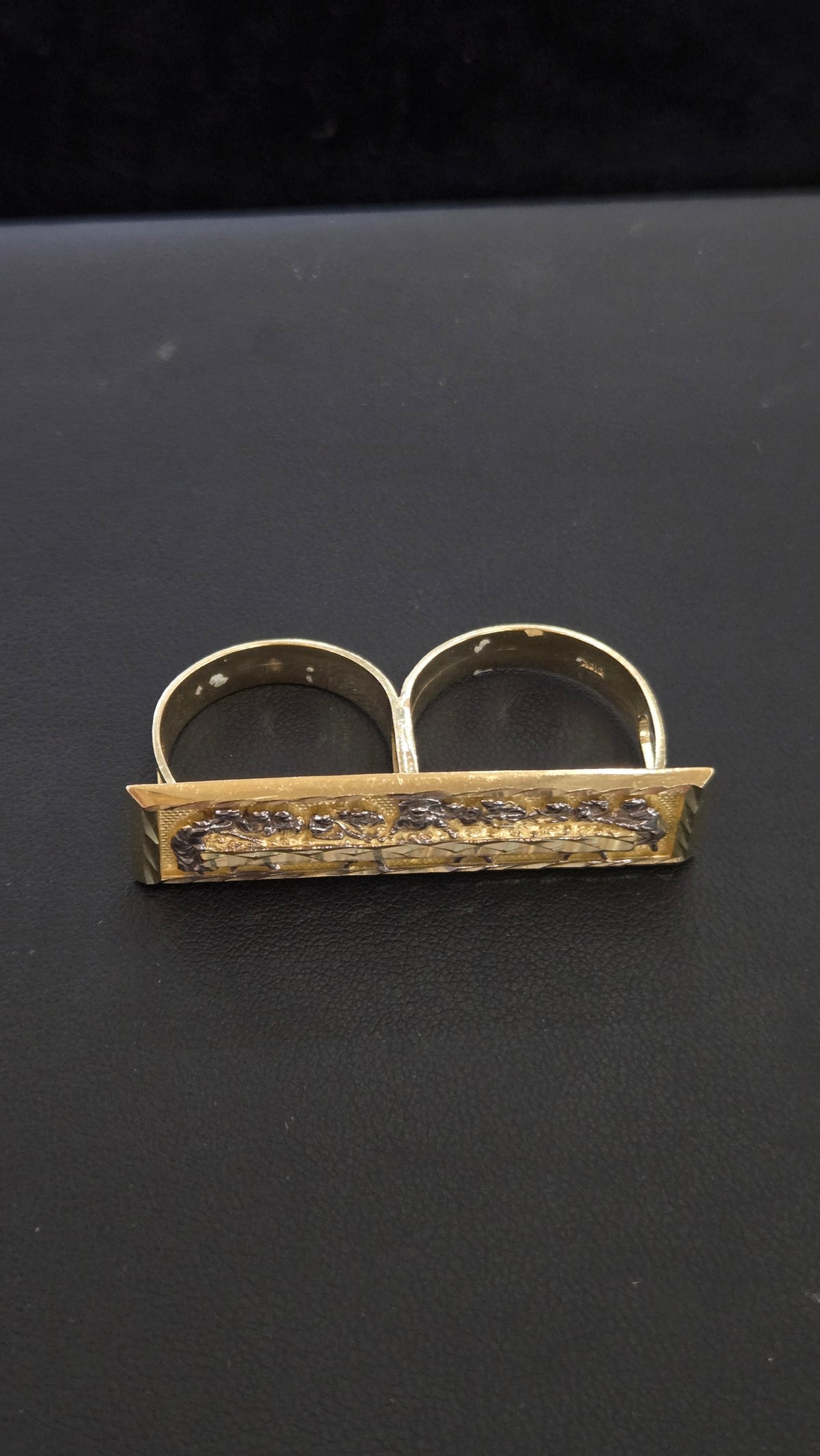 10k Gold Last Supper Two Finger Ring, Gold 2 Finger Ring, Double Ring, Gold Men's Ring, Birthday Gift Ring, Religious Ring, Ultima Cena