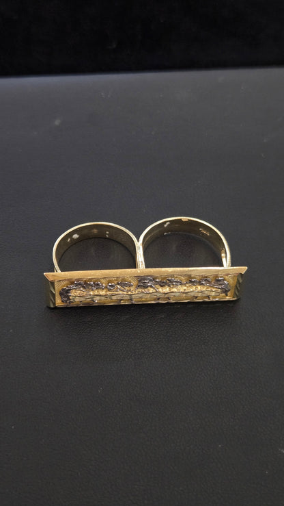 10k Gold Last Supper Two Finger Ring, Gold 2 Finger Ring, Double Ring, Gold Men's Ring, Birthday Gift Ring, Religious Ring, Ultima Cena