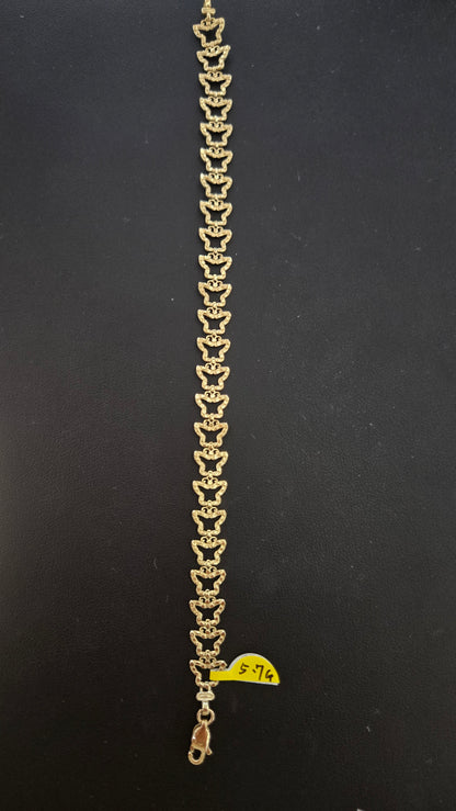 10k Gold Butterfly Bracelet, Women's Butterfly Charm Gold Bracelet, Gold Bracelet Gift