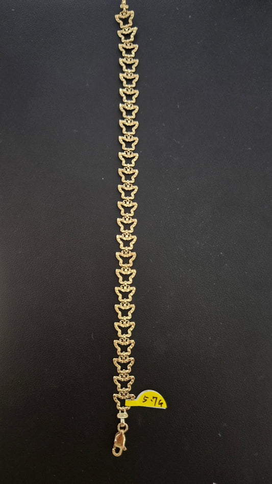10k Gold Butterfly Bracelet, Women's Butterfly Charm Gold Bracelet, Gold Bracelet Gift