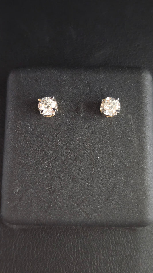 14k Gold studs Diamond Earrings, Diamond Earrings, Gifts for him her, Birthday Gift Earrings, Gold Earrings, screwback Earrings, Cluster Earrings