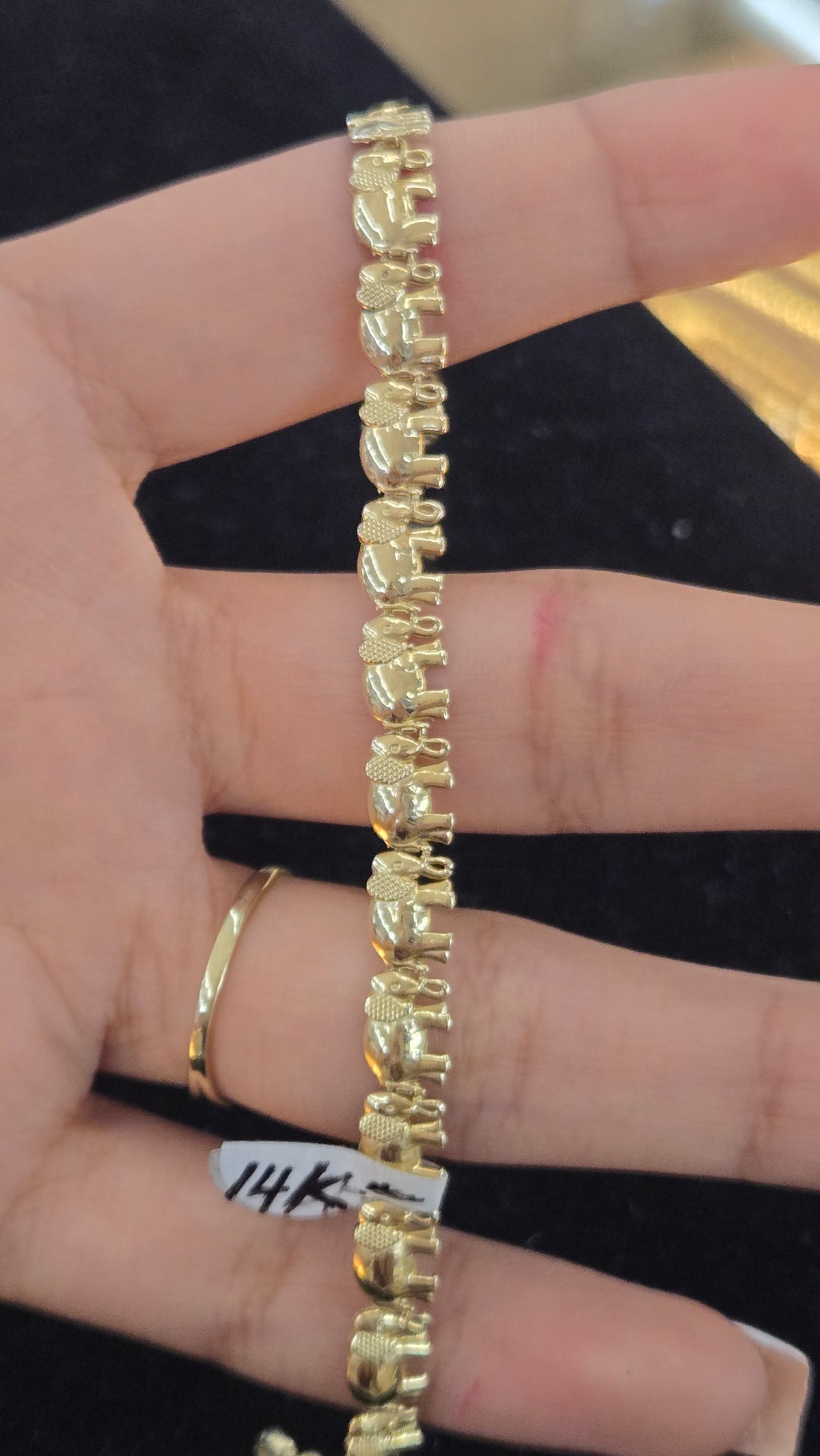 14k Gold elephant Bracelet, Women's elephant Charm Gold Bracelet, Gold Bracelet Gift
