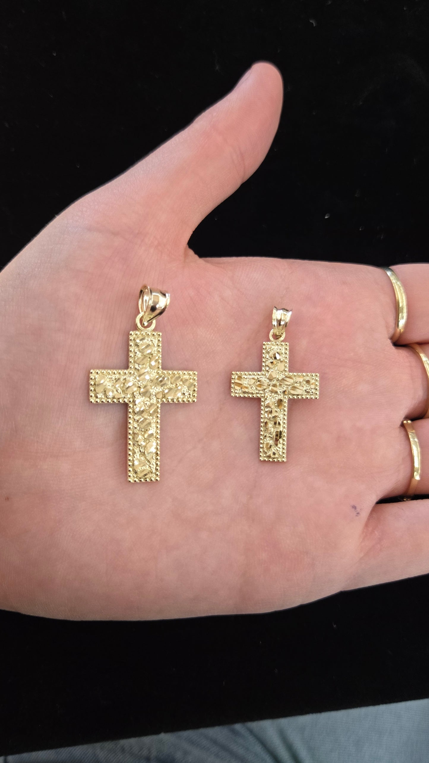 10k Gold nugget Cross Pendant, small 10k Gold Cross Pendant, Gold Cross, Gold Jewelry Gift, Father's Day / Birthday Gift, nugget cross Pendant, Religious Pendant
