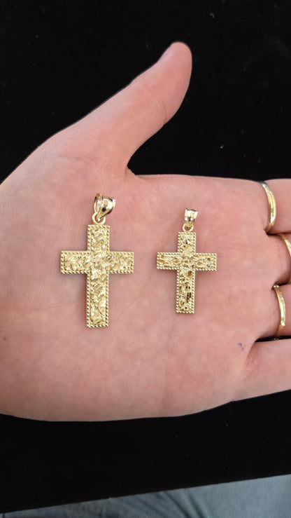 10k Gold nugget Cross Pendant, small 10k Gold Cross Pendant, Gold Cross, Gold Jewelry Gift, Father's Day / Birthday Gift, nugget cross Pendant, Religious Pendant
