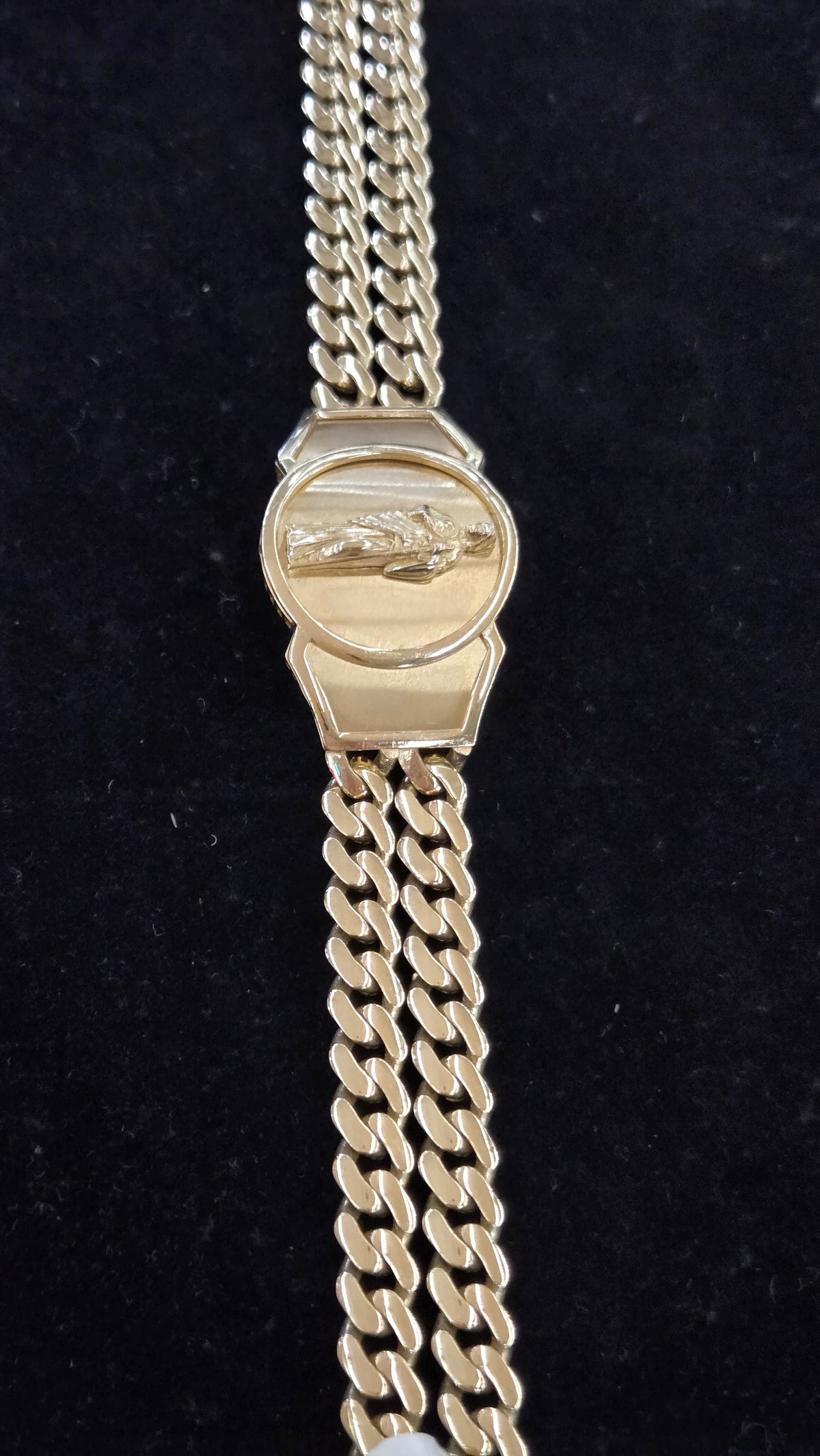 14k Gold duble cuban with san judas Bracelet, Gold duble cuban Bracelet, cuban Bracelet, Double cuban Bracelet