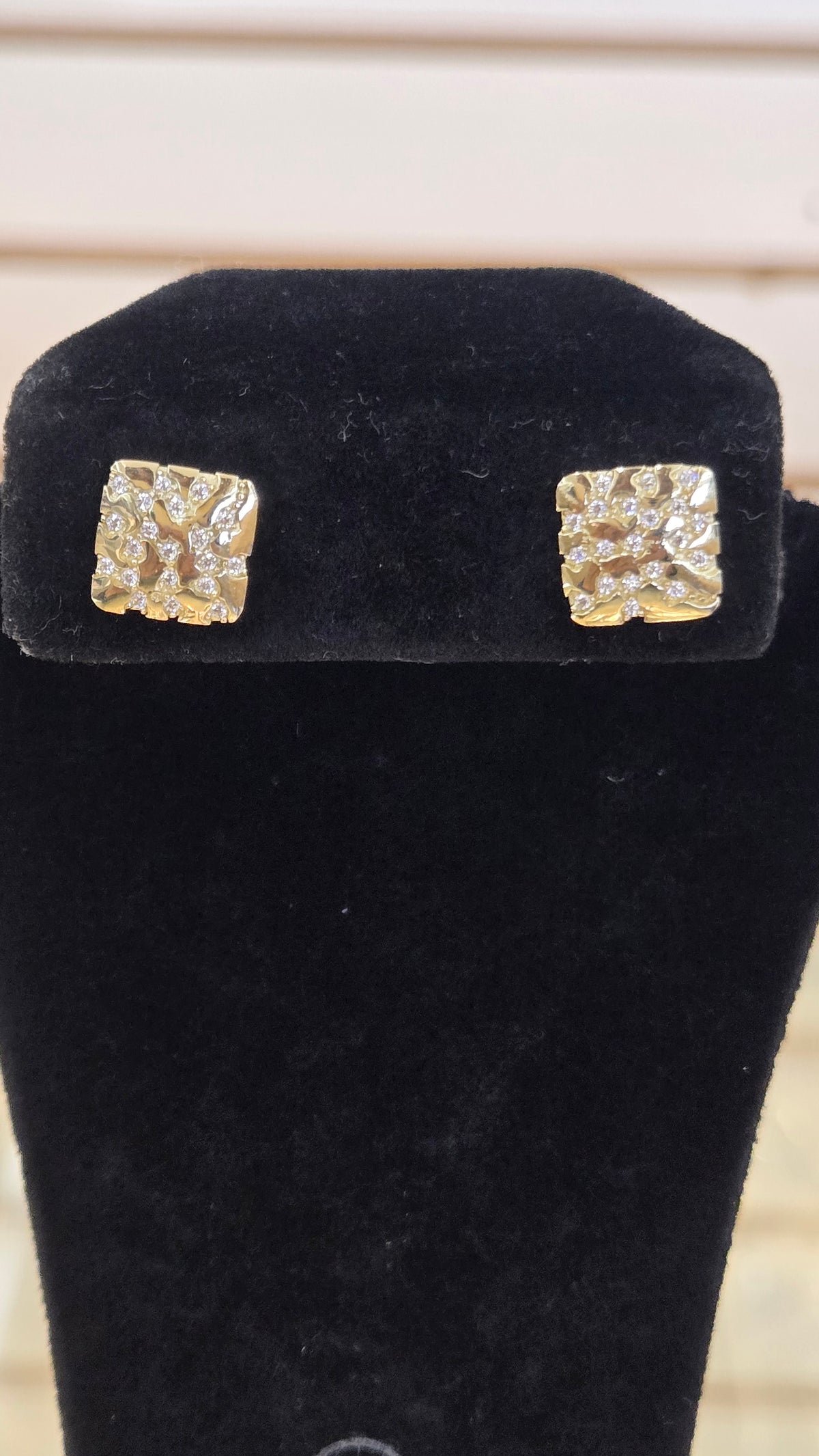 10k square nugget earrings