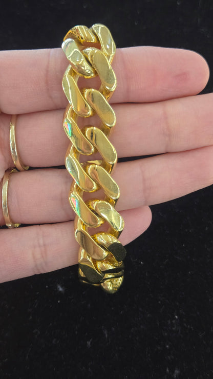 10k 15mm Monaco bracelet, 10k Gold Monaco Bracelet,  Gold Monaco  Bracelet, monaco Bracelet, Gold Bracelet for men's, Gift for men's Bracelet