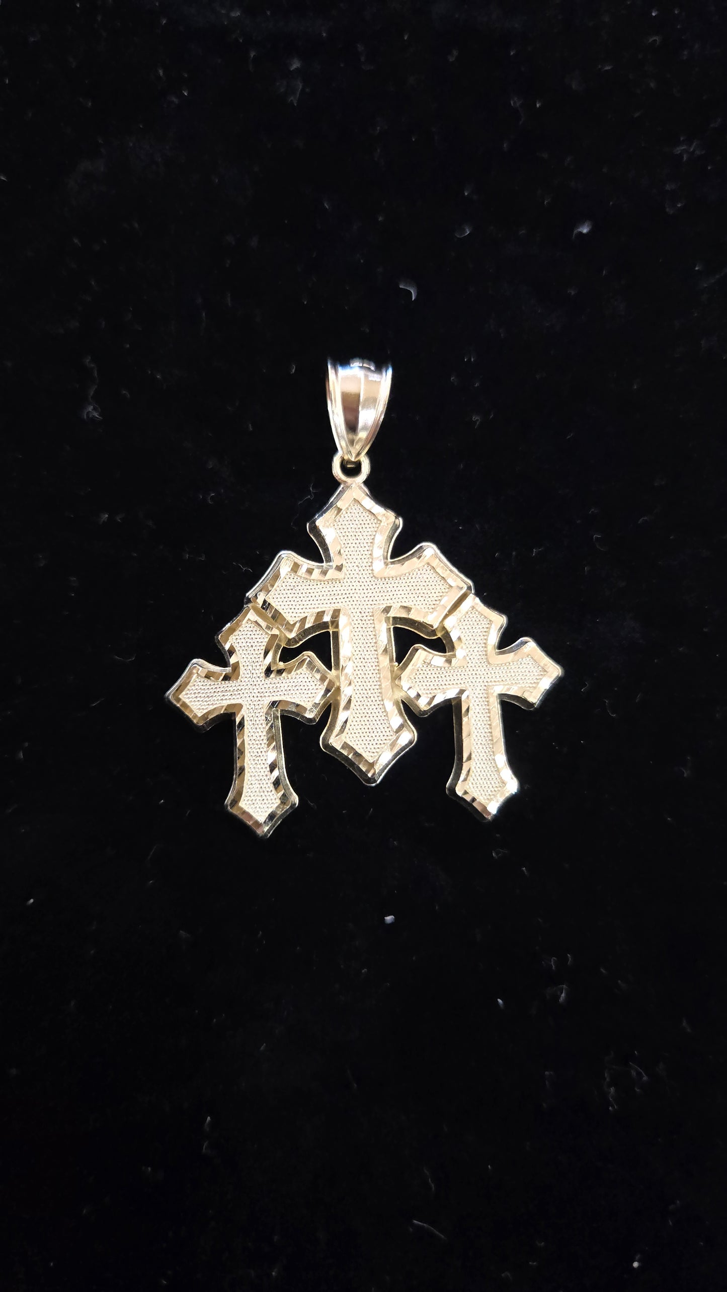 10k Gold 3 Cross Pendant, medium 10k Gold Cross Pendant, Gold Cross, Gold Jewelry Gift, Father's Day / Birthday Gift,3 cross Pendant, Religious Pendant