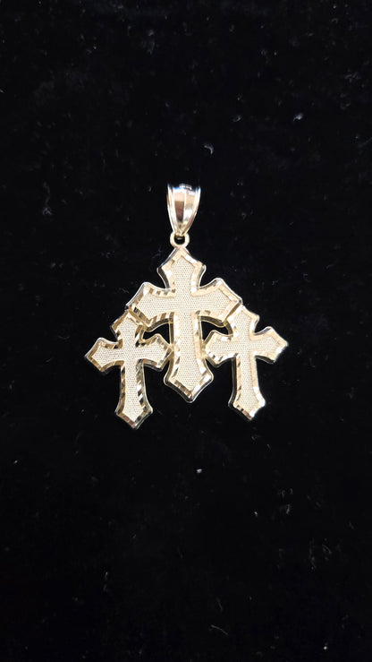 10k Gold 3 Cross Pendant, medium 10k Gold Cross Pendant, Gold Cross, Gold Jewelry Gift, Father's Day / Birthday Gift,3 cross Pendant, Religious Pendant