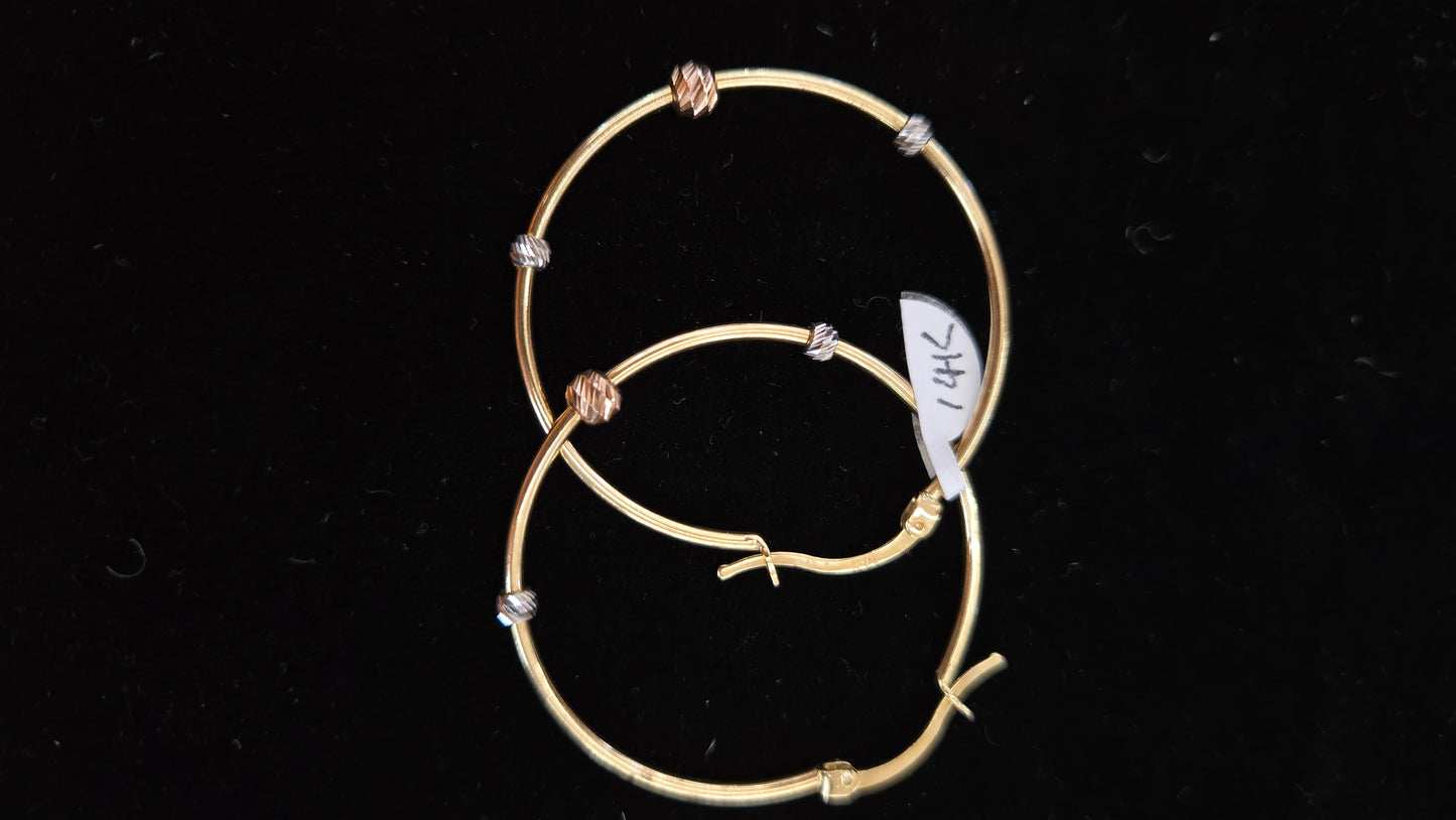 14k tri color hoops