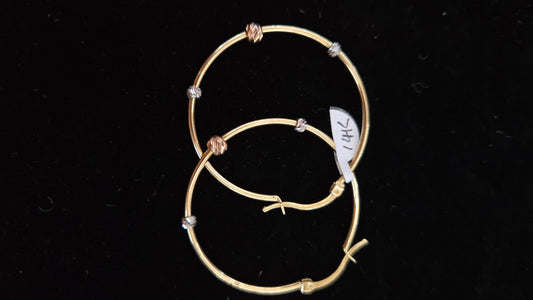 14k tri color hoops