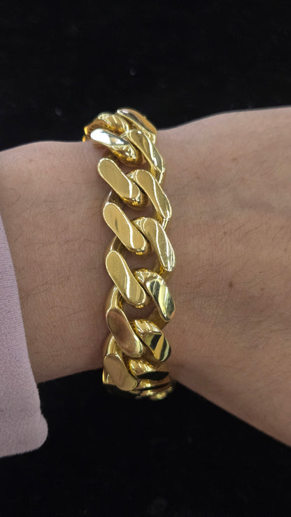 10k 15mm Monaco bracelet, 10k Gold Monaco Bracelet,  Gold Monaco  Bracelet, monaco Bracelet, Gold Bracelet for men's, Gift for men's Bracelet
