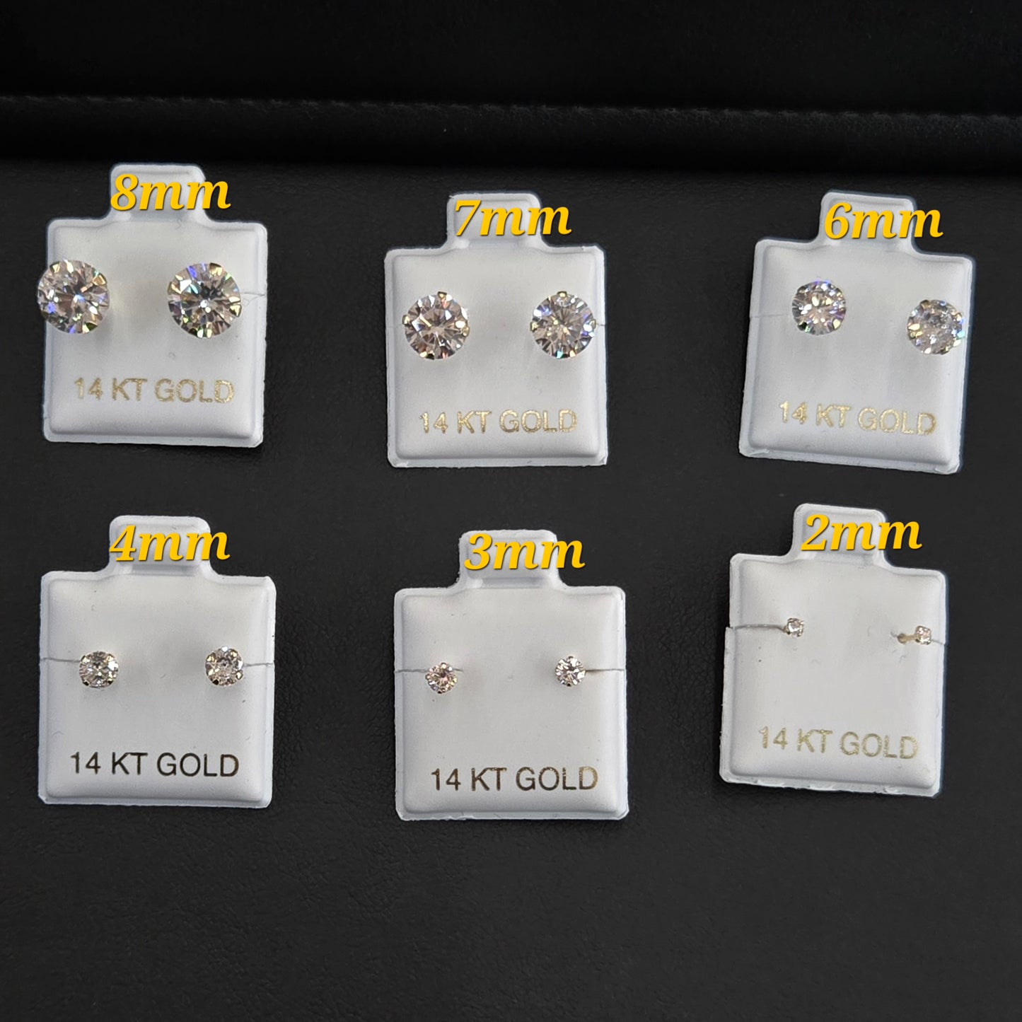 14k Gold Stud Earrings, Gold Stud Earring, Round Stud Earring, Stud Earring, CZ Stone, Screw on back, Baby Earrings, Big & Small Stud