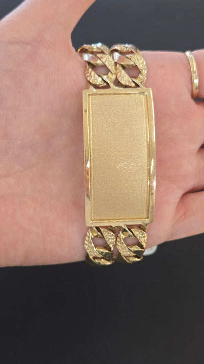 14k Gold duble cuban with ID Bracelet, Gold duble cuban Bracelet, cuban Bracelet, Double cuban Bracelet