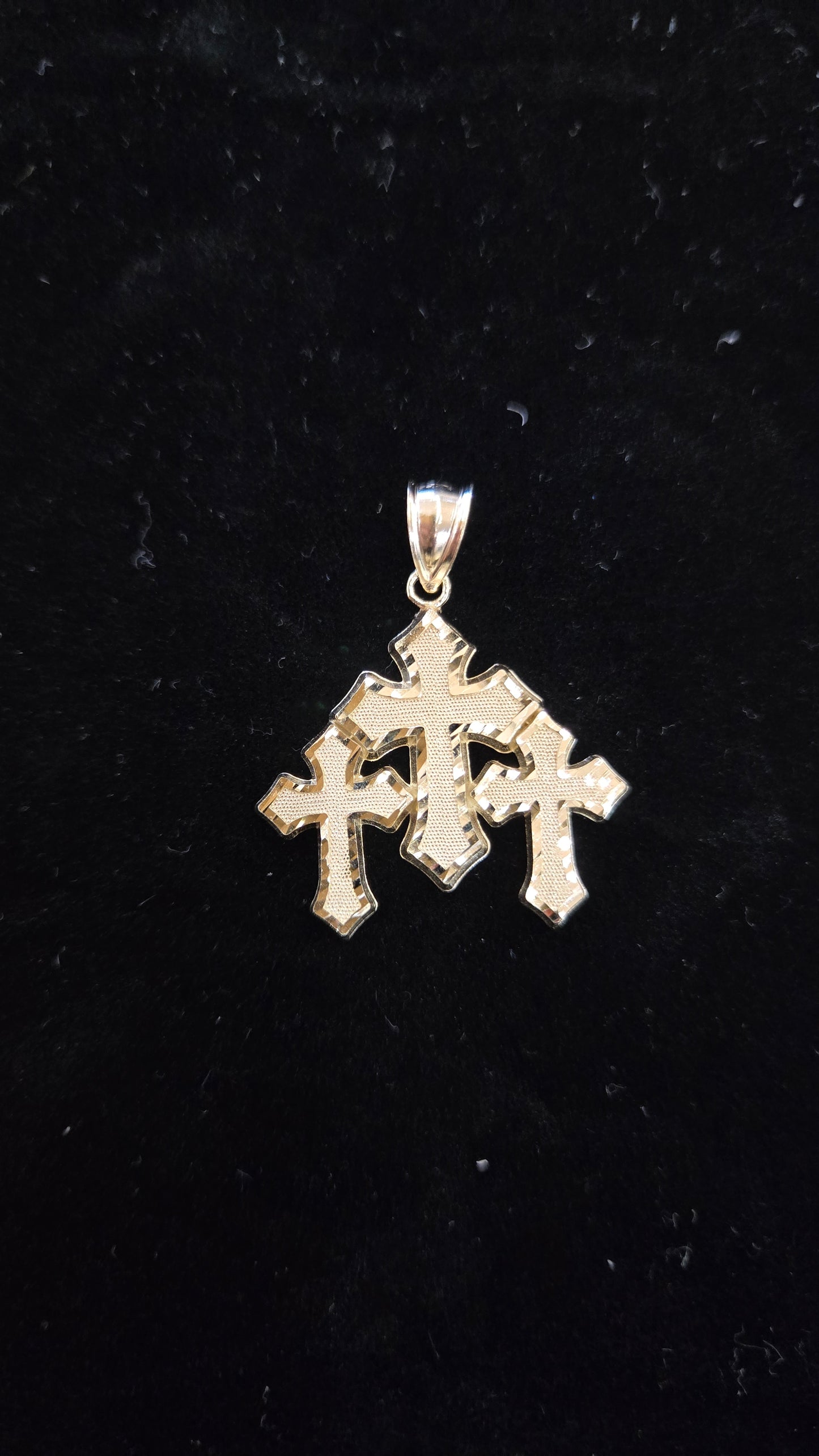 10k Gold 3 Cross Pendant, Big 10k Gold Cross Pendant, Gold Cross, Gold Jewelry Gift, Father's Day / Birthday Gift,3 cross Pendant, Religious Pendant