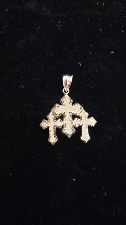 10k Gold 3 Cross Pendant, Big 10k Gold Cross Pendant, Gold Cross, Gold Jewelry Gift, Father's Day / Birthday Gift,3 cross Pendant, Religious Pendant