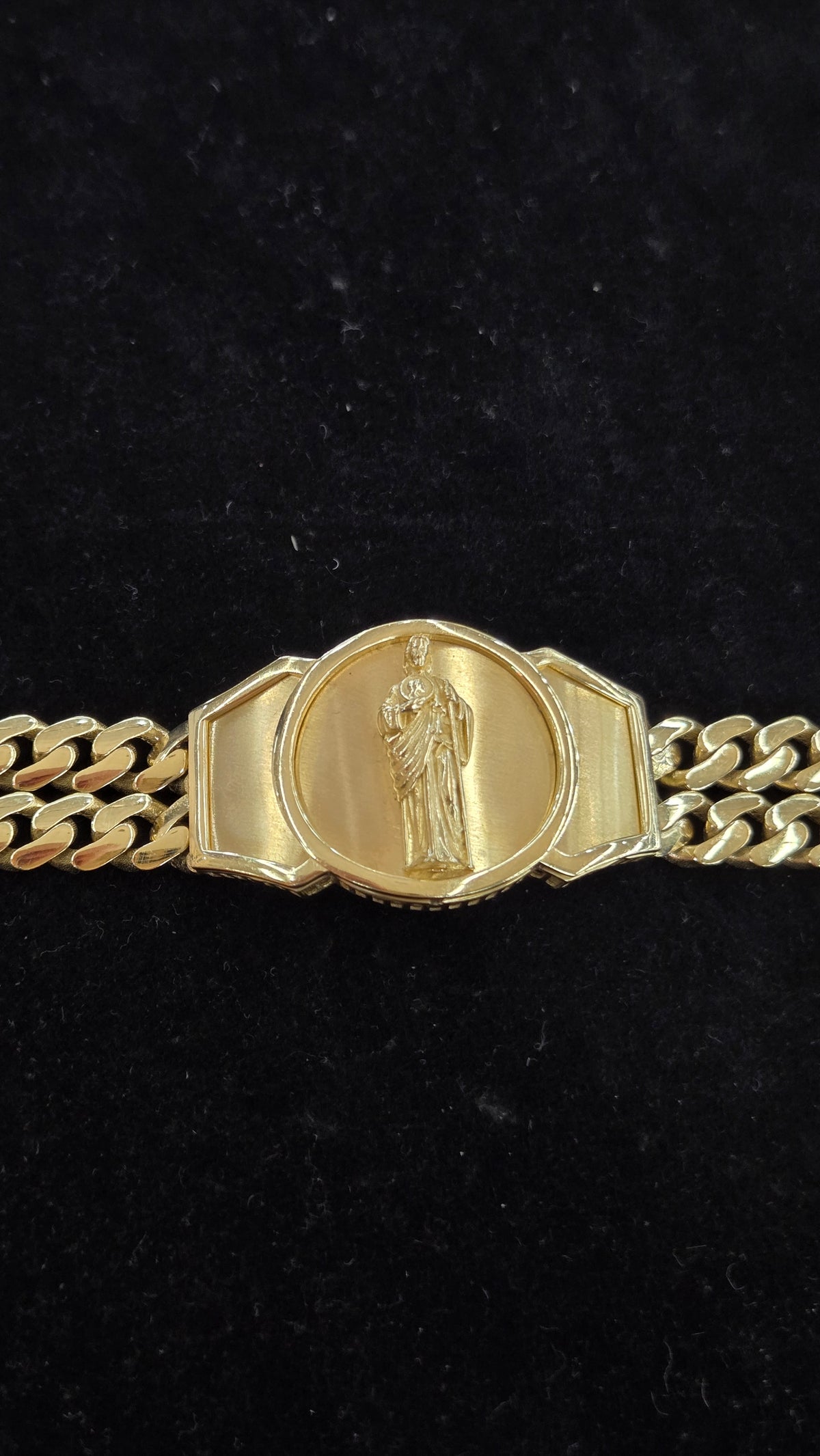 14k Gold duble cuban with san judas Bracelet, Gold duble cuban Bracelet, cuban Bracelet, Double cuban Bracelet