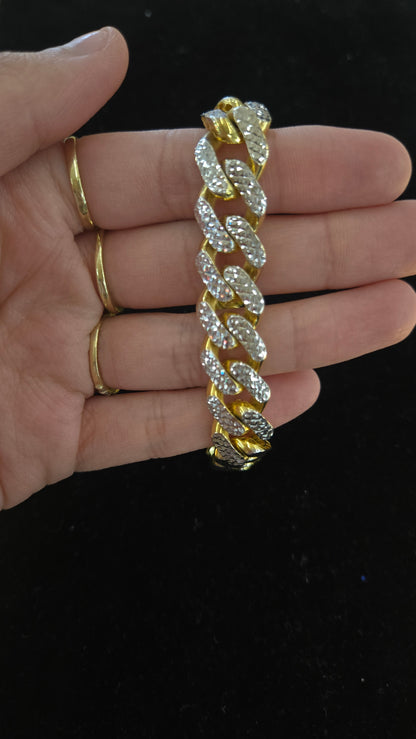 10k 13mm Monaco bracelet 9",10k Gold Monaco Bracelet, Gold Monaco Bracelet, Monaco Bracelet, Gold Bracelet for men's, Gift for men's Bracelet