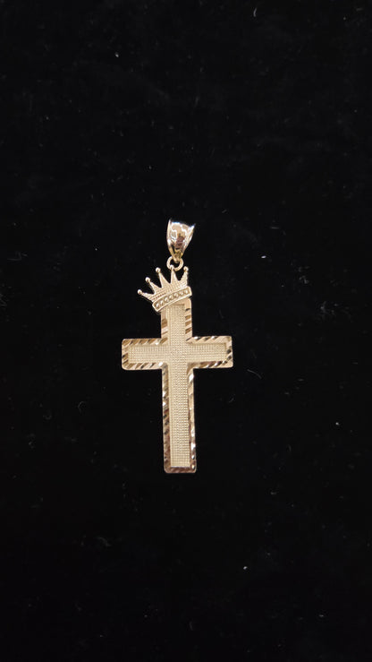 10k Gold Solid Cross Pendant with crown , Big 10k Gold Cross Pendant, Solid Gold Cross, Gold Jewelry Gift, Father's Day / Birthday Gift,cross Pendant, Religious Pendant